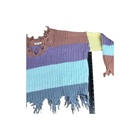 Miracle USA MULTI-COLOR BLOCK SWEATER Cotton V Neck M/L - Picture 6 of 12